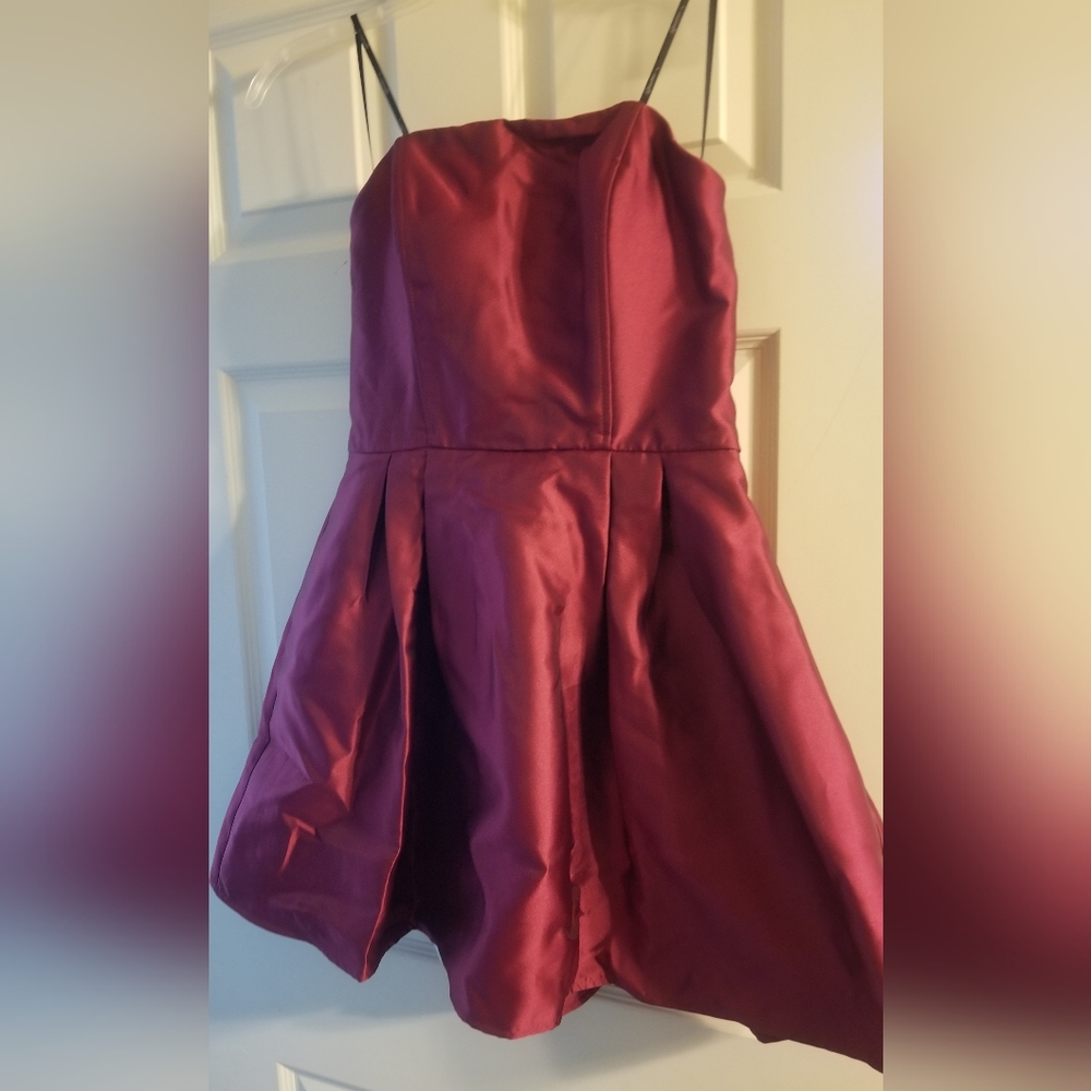 Wine/burgundy colored, cocktail, mini dress.
